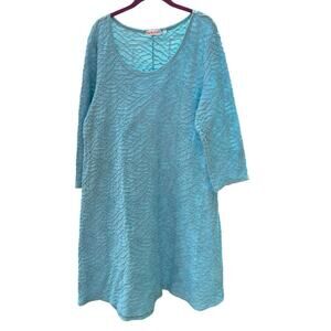 Habitat Textured Dress Scoop Neck XL A-line Lagenlook Boho Cotton Blend Beachy